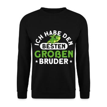 Geschwister Großer Bruder Dino Geschenk - Unisex Pullover - Schwarz - Vorne - Alina (178cm) & Michal (187cm)