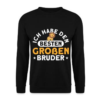 Geschwister Großer Bruder Löwe Geschenk - Unisex Pullover - Schwarz - Vorne - Alina (178cm) & Michal (187cm)