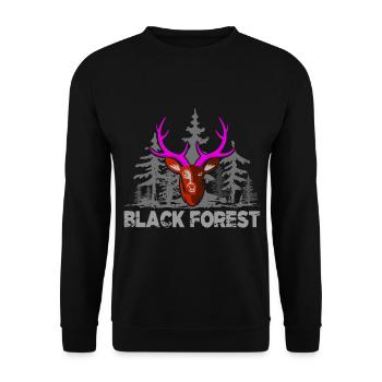 Black Forest Deer Antler Pink - Unisex Sweatshirt - black - Front - Alina (178cm) & Michal (187cm)
