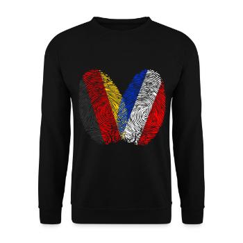 Empreinte digitale Hollande Pays-Bas Néerlandais - Sweat-shirt Unisexe - noir - Devant - Alina (178cm) & Michal (187cm)