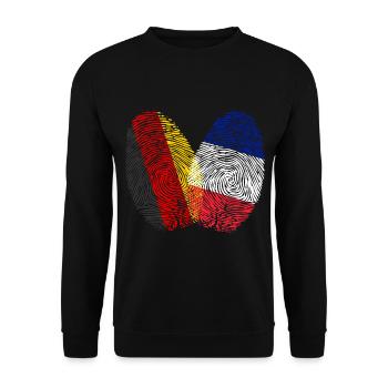 Fingerabdruck Franzose Frankreich - Unisex Pullover - Schwarz - Vorne - Alina (178cm) & Michal (187cm)