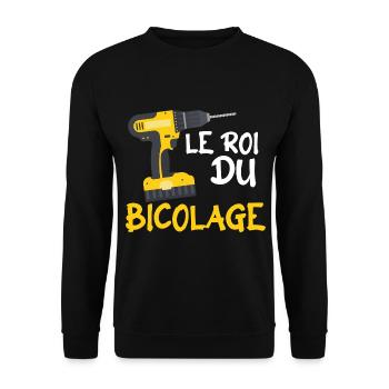 Le Roi Du Bricolage C'est Papy Bricoleur - Sweat-shirt Unisexe - noir - Devant - Alina (178cm) & Michal (187cm)