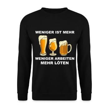 Work less More Solder beer lovers Beer - Unisex Sweatshirt - black - Front - Alina (178cm) & Michal (187cm)