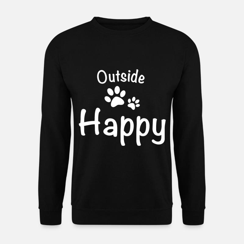 Outside dog happy Hund gassi gehen - Unisex Pullover - Schwarz