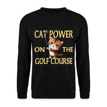 Golf Katze - Unisex Pullover - Schwarz - Vorne - Alina (178cm) & Michal (187cm)