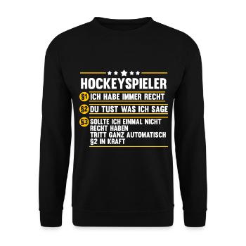Eishockey Hockeyspieler Hockey - Unisex Pullover - Schwarz - Vorne - Alina (178cm) & Michal (187cm)