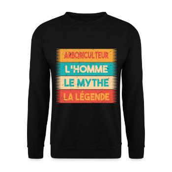 Arboriculteur, L'homme, Le mythe, arboriculteur. - Sweat-shirt Unisexe - noir - Devant - Alina (178cm) & Michal (187cm)