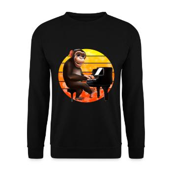 Monkey at the piano - Unisex Sweatshirt - black - Front - Alina (178cm) & Michal (187cm)