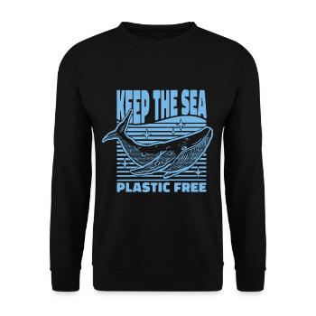 Keep The Sea Plastic Free Whale Environment Sea - Unisex Sweatshirt - black - Front - Alina (178cm) & Michal (187cm)