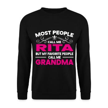 Rita Name Funny Personalized Grandma - Unisex Sweatshirt - black - Front - Alina (178cm) & Michal (187cm)