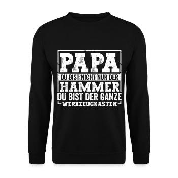Papa du bist der Hammer - Unisex Pullover - Schwarz - Vorne - Alina (178cm) & Michal (187cm)