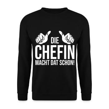 Arbeit Kollegen Büro Teamleiter Führungskraft Chef - Unisex Pullover - Schwarz - Vorne - Alina (178cm) & Michal (187cm)