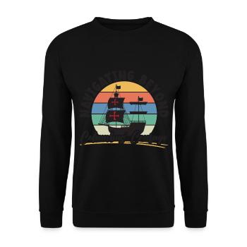 Über Kolumbus' Mut hinaus navigieren Kolumbus-Tag - Unisex Pullover - Schwarz - Vorne - Alina (178cm) & Michal (187cm)