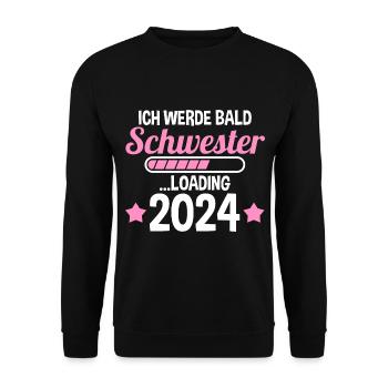 Werdende Schwester 2024 - Unisex Pullover - Schwarz - Vorne - Alina (178cm) & Michal (187cm)