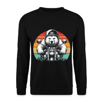 Motorcycle Biker Grizzly Bear Motorcycle Riding Retro - Unisex Sweatshirt - black - Front - Alina (178cm) & Michal (187cm)
