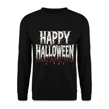 "Happy Halloween" T-Shirt - Bloody and Dark - Unisex Sweatshirt - black - Front - Alina (178cm) & Michal (187cm)
