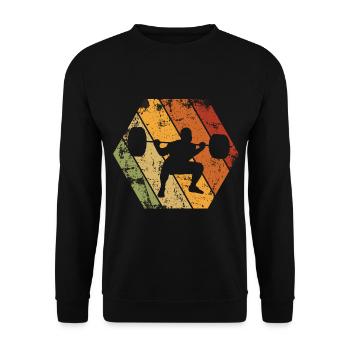 Gewichtheber Fitness Gym Retro Vintage - Unisex Pullover - Schwarz - Vorne - Alina (178cm) & Michal (187cm)