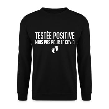 testée positive pas du covid T shirt Grossesse - Sweat-shirt Unisexe - noir - Devant - Alina (178cm) & Michal (187cm)