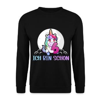 Ich bin schon 6 Geburstag - Unisex Pullover - Schwarz - Vorne - Alina (178cm) & Michal (187cm)