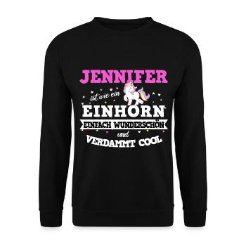 Jennifer Frauen Mädchen Geschenk - Unisex Pullover - Schwarz - Vorne - Alina (178cm) & Michal (187cm)