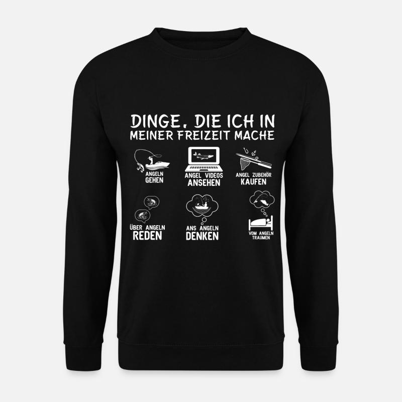 Dinge die ich in meiner Freizeit mache Angeln - Unisex Pullover - Schwarz
