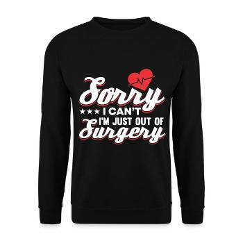 Transplantation cardiaque Chirurgie cardiaque Chirurgie cardiaque Chirurgie cardiaque Bypass - Sweat-shirt Unisexe - noir - Devant - Alina (178cm) & Michal (187cm)