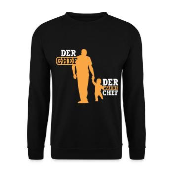 Der Chef der wahre Chef - Unisex Pullover - Schwarz - Vorne - Alina (178cm) & Michal (187cm)