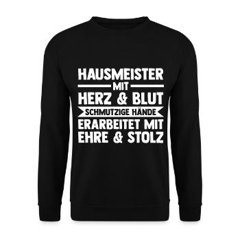 Hauswart Haustechniker Hausmeister - Unisex Pullover - Schwarz - Vorne - Alina (178cm) & Michal (187cm)