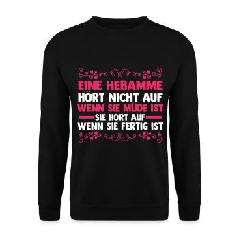 Geburtshelferin Hebamme - Unisex Pullover - Schwarz - Vorne - Alina (178cm) & Michal (187cm)