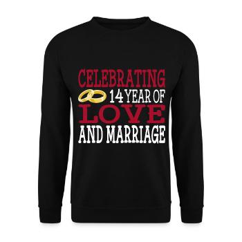 14 Jahre Verheiratet Jubiläum 14. Hochzeitstag - Unisex Pullover - Schwarz - Vorne - Alina (178cm) & Michal (187cm)