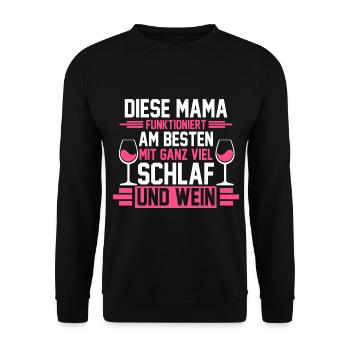 Mama Wein - Unisex Pullover - Schwarz - Vorne - Alina (178cm) & Michal (187cm)