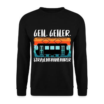 Straßenbahnfahrer Straßenbahn Stadtbahn Tram - Unisex Pullover - Schwarz - Vorne - Alina (178cm) & Michal (187cm)