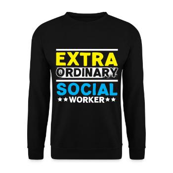 Extra Ordinary Social Worker Job Social Well-being - Unisex Sweatshirt - black - Front - Alina (178cm) & Michal (187cm)