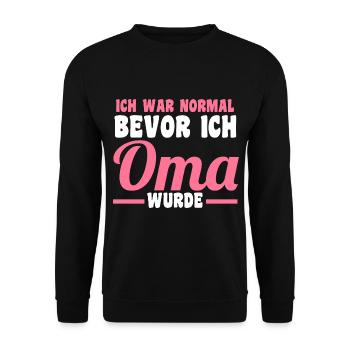 Großmutter Großmama Omi Oma - Unisex Pullover - Schwarz - Vorne - Alina (178cm) & Michal (187cm)