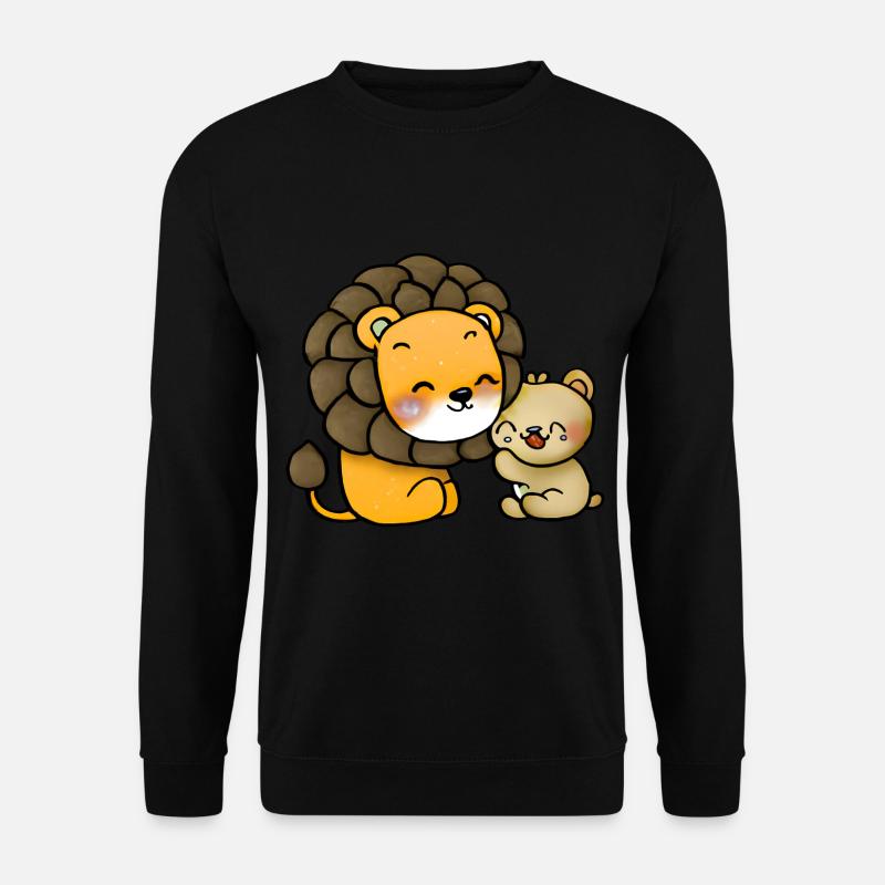 Löwe kuschelt Bär - Unisex Pullover - Schwarz