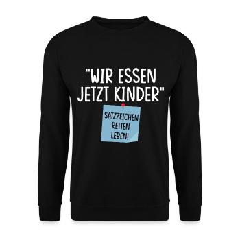 Wir Essen Jetzt Kinder - Unisex Pullover - Schwarz - Vorne - Alina (178cm) & Michal (187cm)