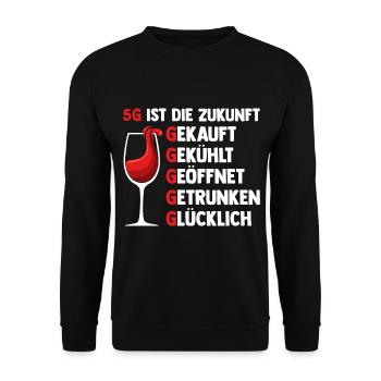 5G ist die Zukunft Wein - Unisex Pullover - Schwarz - Vorne - Alina (178cm) & Michal (187cm)