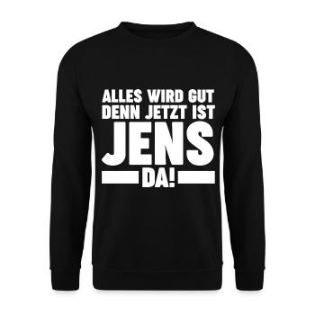 Jens - Unisex Pullover - Schwarz - Vorne - Alina (178cm) & Michal (187cm)