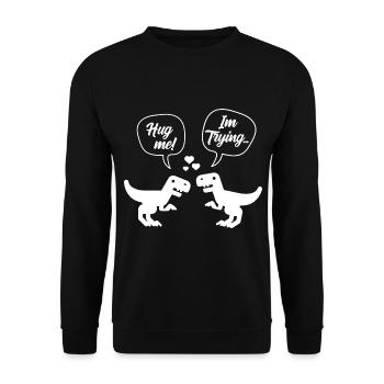 T-Rex Dinosaur Couple Hug Me - Valentine's Day Fun - Unisex Sweatshirt - black - Front - Alina (178cm) & Michal (187cm)