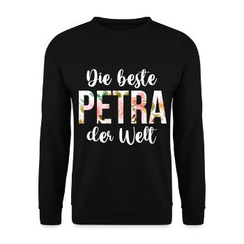 Name Petra - Unisex Pullover - Schwarz - Vorne - Alina (178cm) & Michal (187cm)