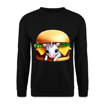 Unicorn Cheeseburger - Unisex Sweatshirt - black - Front - Alina (178cm) & Michal (187cm)