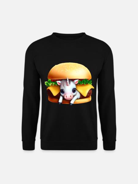 Licorne Cheeseburger - Sweat-shirt Unisexe - noir