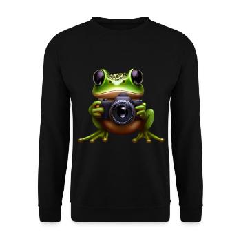 Frog photographer in action - Unisex Sweatshirt - black - Front - Alina (178cm) & Michal (187cm)