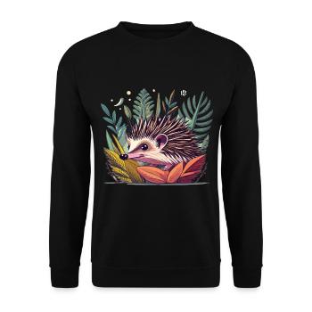 Cute hedgehog in its natural habitat - Unisex Sweatshirt - black - Front - Alina (178cm) & Michal (187cm)