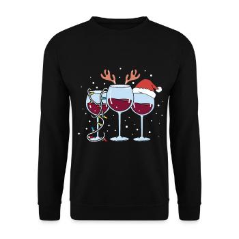 Glühwein Weihnachten Weihnachtsmarkt - Unisex Pullover - Schwarz - Vorne - Alina (178cm) & Michal (187cm)