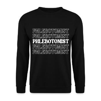 Phlebotomist Blood Drawer Venipuncturist Blood - Unisex Sweatshirt - black - Front - Alina (178cm) & Michal (187cm)