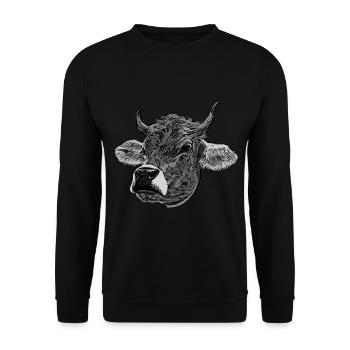 Cow motif - Unisex Sweatshirt - black - Front - Alina (178cm) & Michal (187cm)