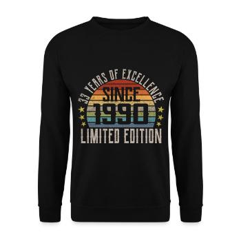 Limited Edition 1990 Geschenk Zum 33. Geburtstag - Unisex Pullover - Schwarz - Vorne - Alina (178cm) & Michal (187cm)