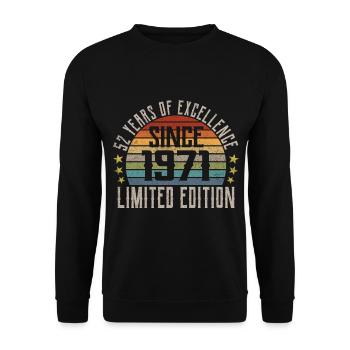 Limited Edition 1971 Geschenk Zum 52. Geburtstag - Unisex Pullover - Schwarz - Vorne - Alina (178cm) & Michal (187cm)