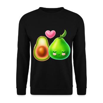 Avocado Liebe - Niedliches Pärchen Design - Unisex Pullover - Schwarz - Vorne - Alina (178cm) & Michal (187cm)